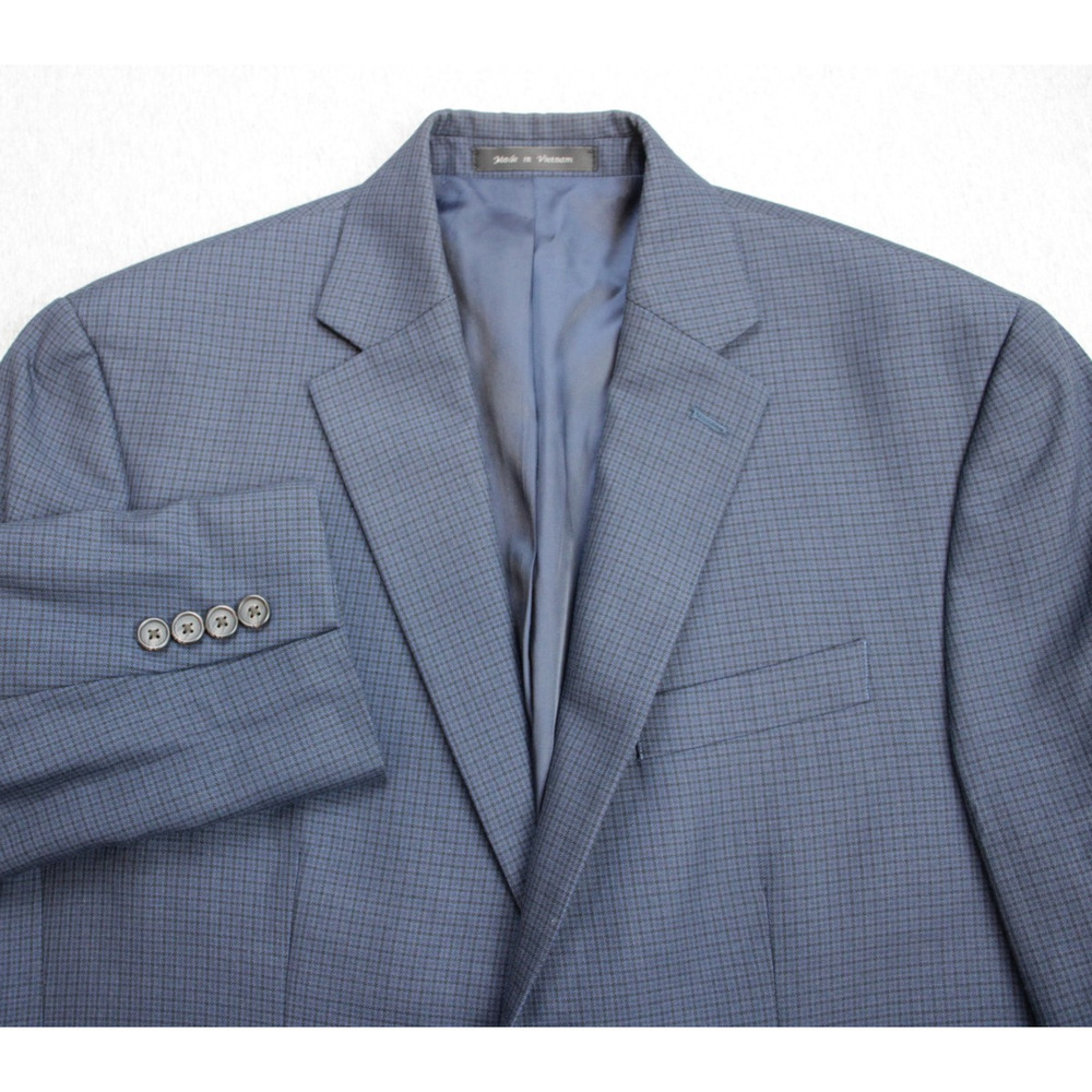 Lauren Ralph Lauren Blazer Mens Size 40R Navy Blue Check 2 Button Notch Lapel